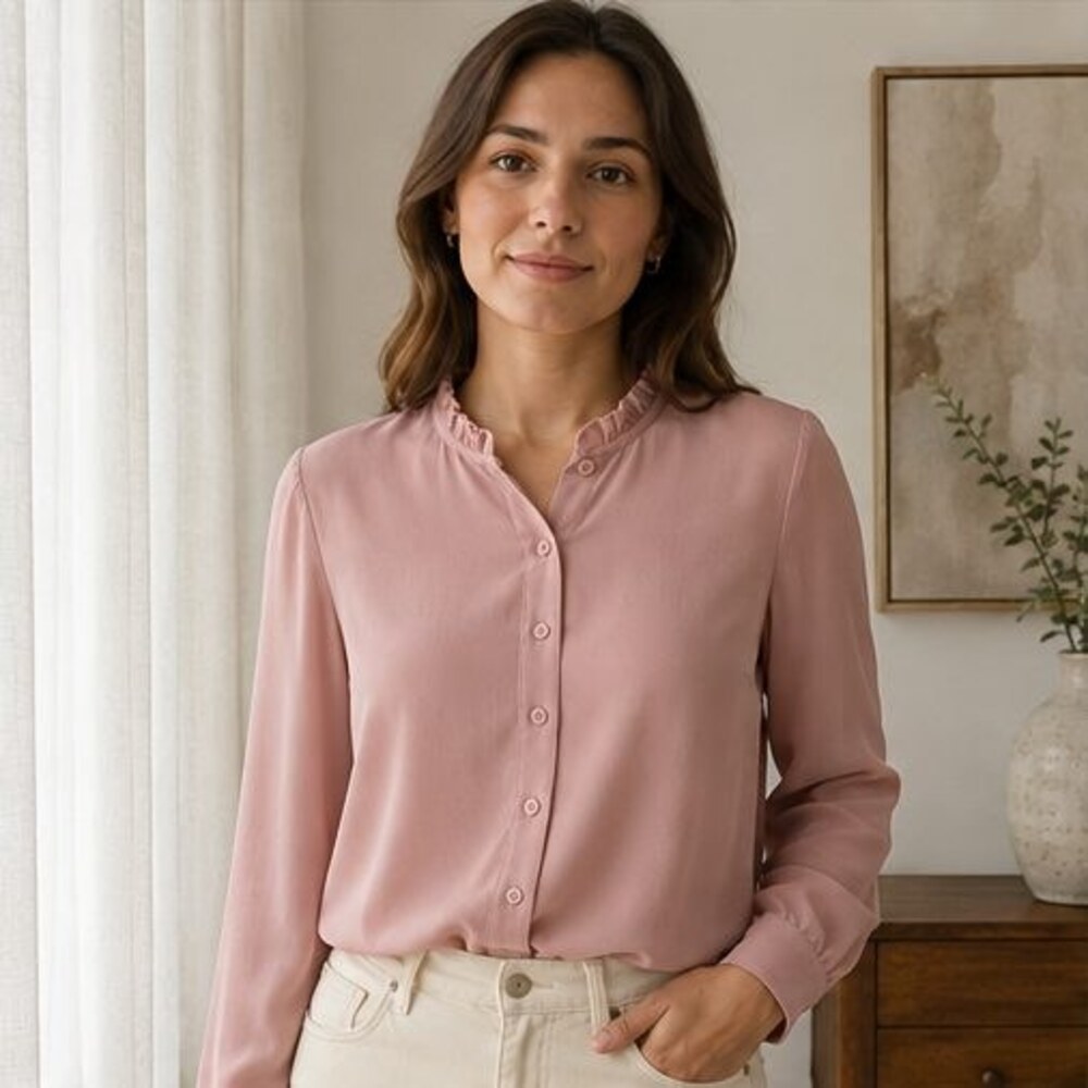 Blush Ruffle Collar Blouse - Picture 2 of 6